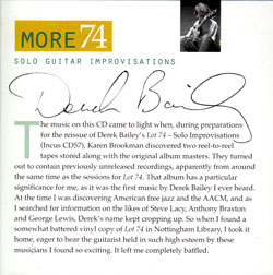 Derek Bailey: More 74 (Incus)