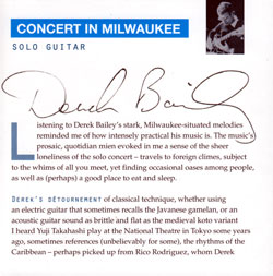 Derek Bailey: Concert in Milwaukee (Incus)